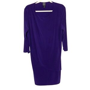 CLARA SUNWOO Womens XL Purple Long Sleeve Stretchy Knit Modest Mature Dress